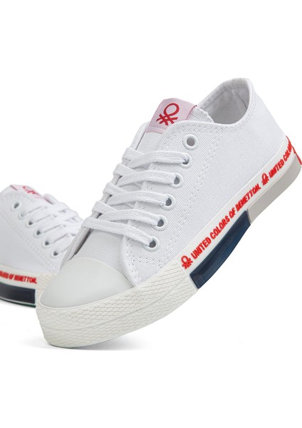 Benetton® | BN-70017 - 3374 Beyaz Kirmizi - Kadın Spor Ayakkabı