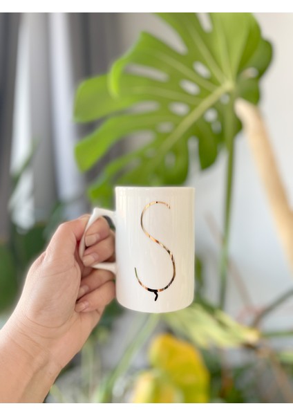 24K Altın Yaldızlı Porselen MUG-280CC- Ş Harfi