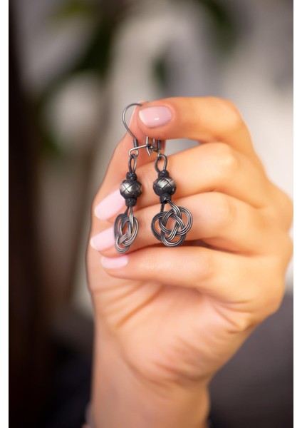 Kazaziye İşlemeli Elişi Tasarım Gümüş Küpe 4229