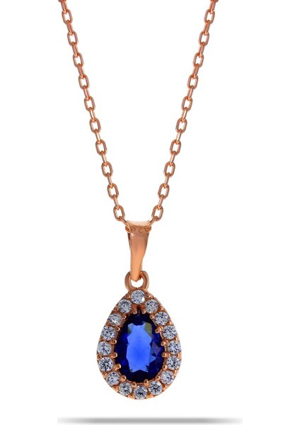 Safir Rose Gümüş Mini Damla Kolye 7044