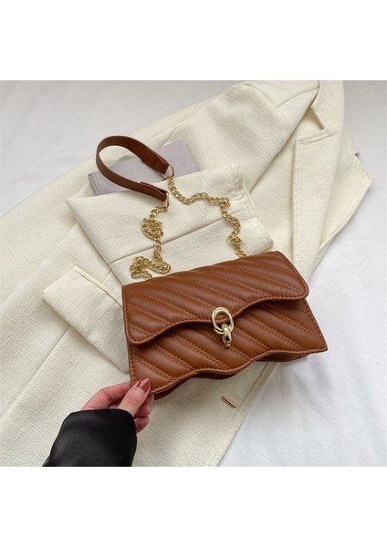 Basit Zincir Çanta Rhombus Diagonal Bayan Omuz Çantası (Yurt Dışından)