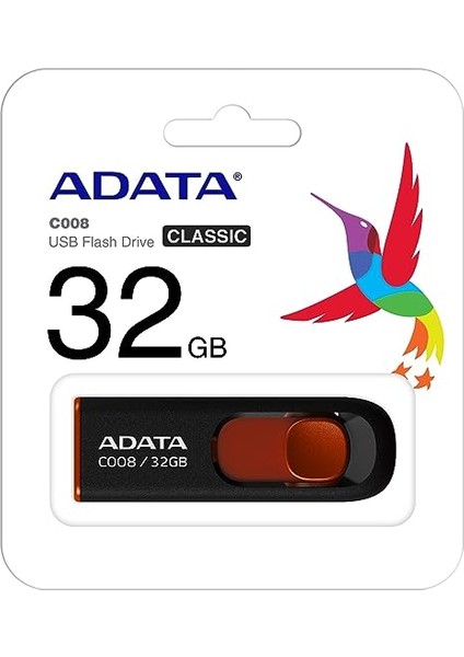 C008 32GB USB2.0 Siyah-Kırmızı USB Bellek AC008-32G-RKD