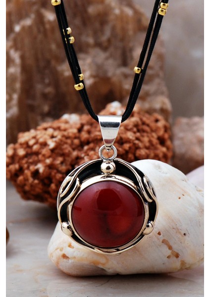 Mercan Taşlı Elişi Gümüş Tasarım Kolye 6900