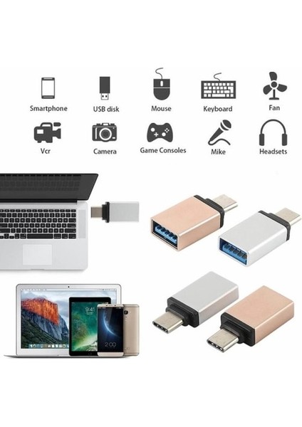 USB Type-C Otg 3.0 USB Otg Çevirici ve Dönüştürücü Tak Çalıştır Çelik Premium