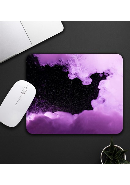 Baskılı Kupa & Mor ve Siyah Renk Galaksi Temalı Mouse Pad 23X19CM Fare Altlığı Kaydırmaz Taban DE596 Ofis Hediyesi