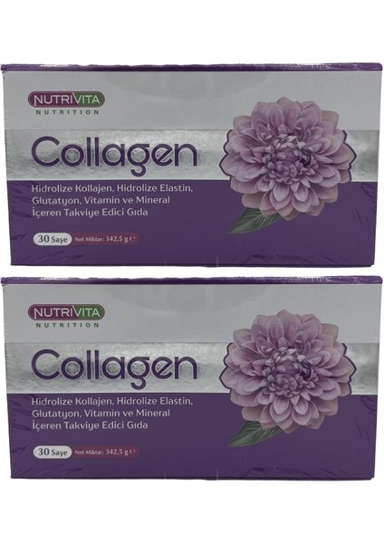 Hidrolize Collagen 2 x 30 Saşe Hidrolize Elastin Glutatyon Vitamin Mineral Kolajen