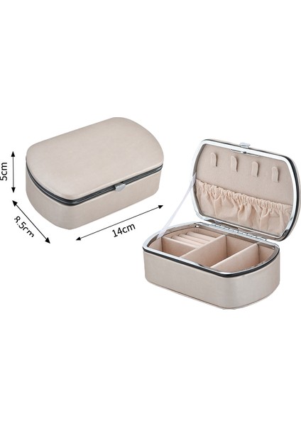 Takı Saklama Kutusu Pu Taşınabilir Mücevher Kutusu Yüzük Küpe Kolye Takı Saklama Kutusu 14*8.5*5 cm (Yurt Dışından)