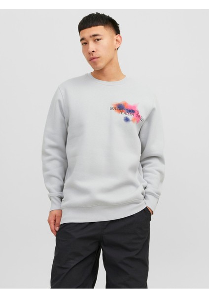 Erkek Ön Arka Baskılı Bisiklet Yaka Sweatshirt 12242181