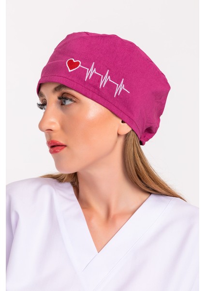 Vişne Kalp Ritimli Nakışlı Hastane Cerrahi Bone B170