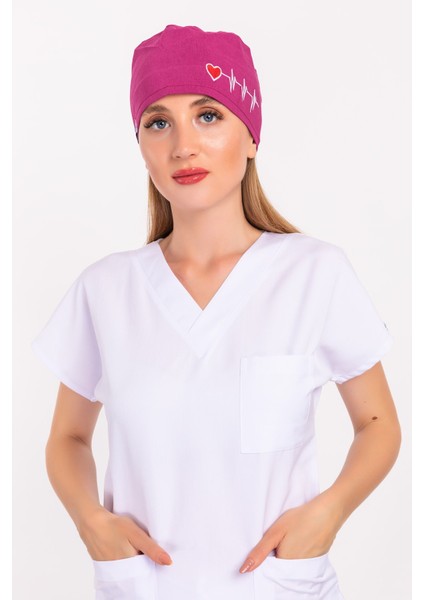 Vişne Kalp Ritimli Nakışlı Hastane Cerrahi Bone B170 fiyatları