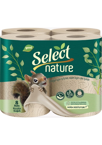 Select Nature Yeni Nesil 8’li Tuvalet Kağıdı 3 Katlı