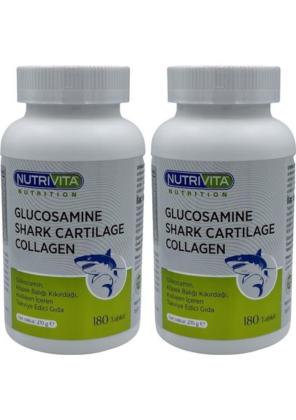 Glucosamine Shark Cartilage Collagen 2 x 180 Tablet Köpek Balığı Kıkırdağı Kolajen