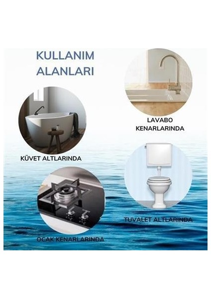 BUFFER® Gri Su Sızdırmaz  Banyo Mutfak Lavabo Küvet İzolasyon Şerit Bant