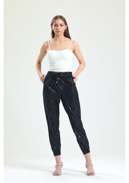 Beli ve Paçaları Lastikli Süet Pantolon | PNT33895