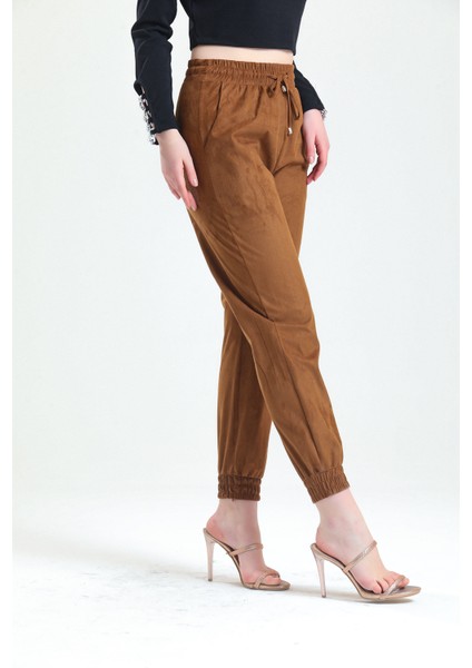 Beli ve Paçaları Lastikli Süet Pantolon | PNT33895