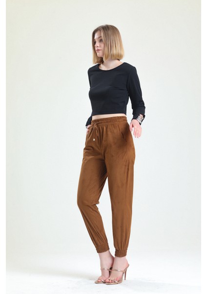 Beli ve Paçaları Lastikli Süet Pantolon | PNT33895 fiyatları