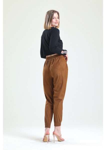 Beli ve Paçaları Lastikli Süet Pantolon | PNT33895 indirimleri