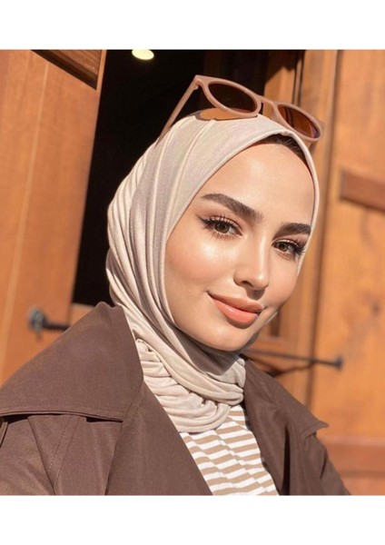 Tesettür Penye Şal Modeli-Latte