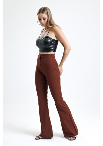 Ispanyol Paça Fermuarlı Cepli Hürrem Pantolon | PNT35010