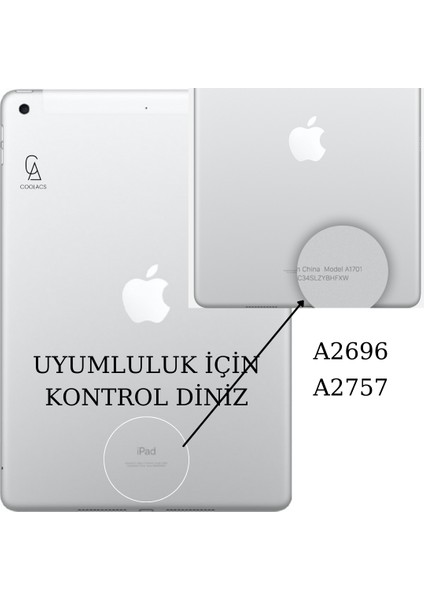 Apple iPad 10.nesil 2022 10.9 Inç (A2696-A2757) ile Uyumlu 360° Dönebilen Standlı Tablet Kılıfı