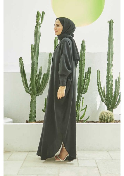 6571-FENDI Modal Abaya Siyah