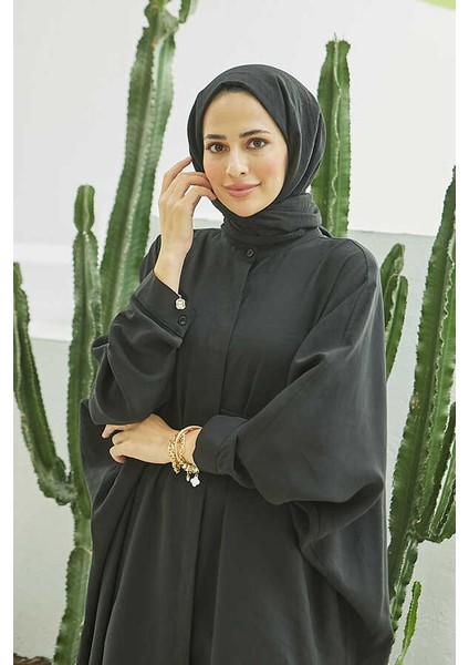 6571-FENDI Modal Abaya Siyah