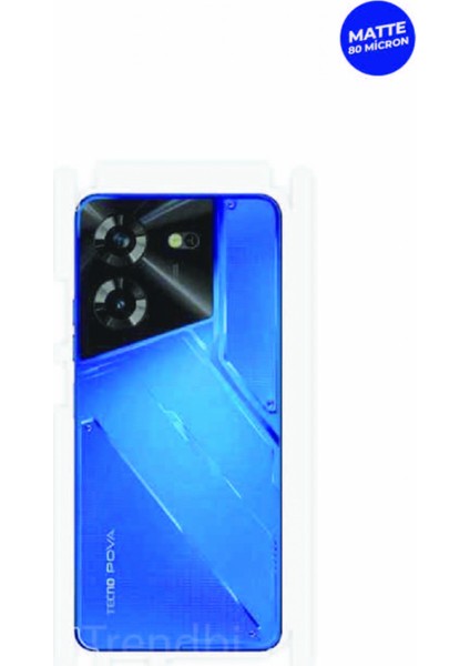 Tecno Pova 5 Mat Arka ve Yan Kaplama Köşeler Dahil Kaplayan Hd Film