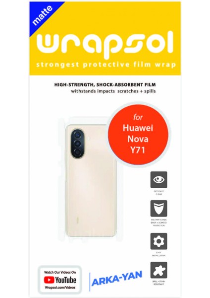 Huawei Nova Y71 Mat Arka ve Yan Kaplama Poliüretan Film fiyatları