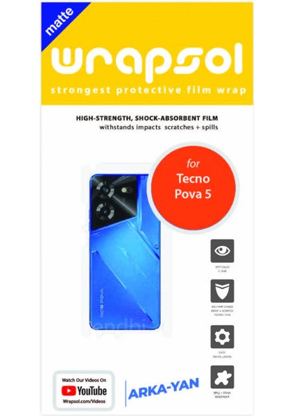 Tecno Pova 5 Mat Arka ve Yan Kaplama Köşeler Dahil Kaplayan Poliüretan Film fiyatları