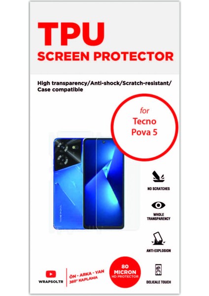 Tecno Pova 5 Full Kaplama Ön Arka ve Yan 360 Derece Kaplayan Hd Film