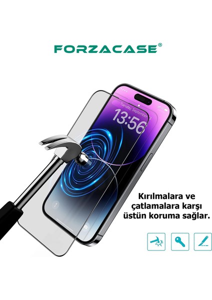 iPhone 13 Pro ile Uyumlu Çerçeveli Tam Kaplayan Temperli Ekran Koruyucu - FC003