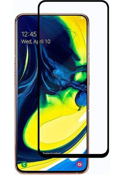 Samsung Galaxy A80 ile Uyumlu Çerçeveli Tam Kaplayan Temperli Ekran Koruyucu - FC003