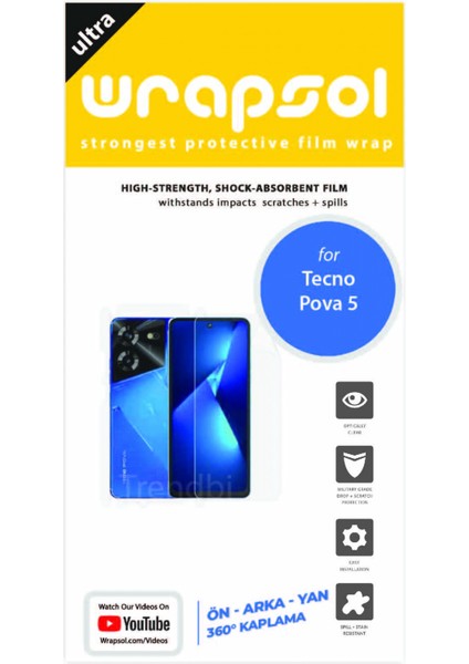 Tecno Pova 5 Full Kaplama 360 Derece Ön Arka ve Yan Kaplayan Esnek Poliüretan Film fiyatları