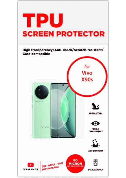 Vivo X90S Full Body 360 Derece Ön Arka ve Yan Kaplama Tam Koruma Hd Film fiyatları