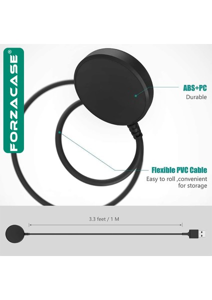 Samsung Galaxy Watch Active / 3 / 4 / 5 Serileri Için Type-C Manyetik Şarj Kablosu - FC017 modelleri