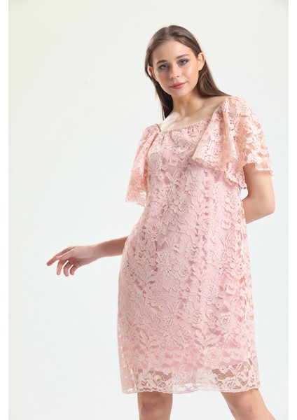 Kollar Volanlı Içi Astarlı Dantel Elbise | ELB33541 modelleri