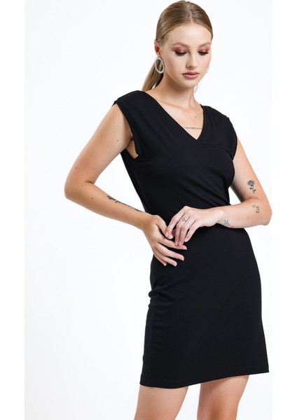 V Yaka Kolsuz Viskon Elbise | ELB35023 fırsatları