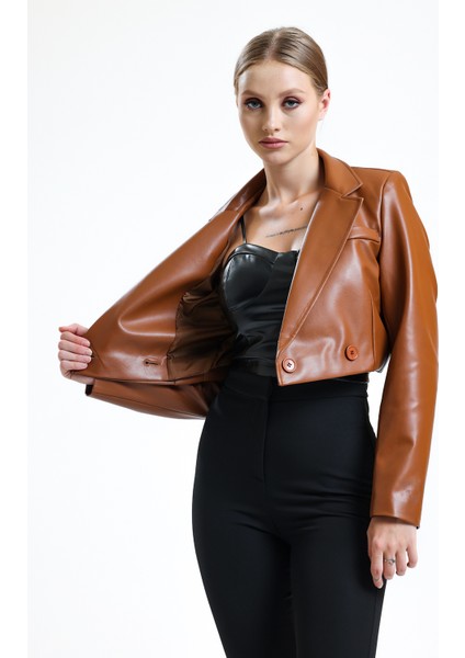 Astarlı Deri Kısa Ceket CKT34324 fırsatları