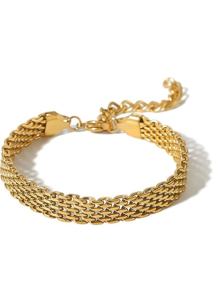 8 mm Gold Çelik Bayan Zincir Bileklik ET83SR