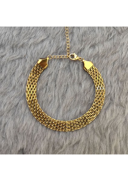 8 mm Gold Çelik Bayan Zincir Bileklik ET83SR fırsatları