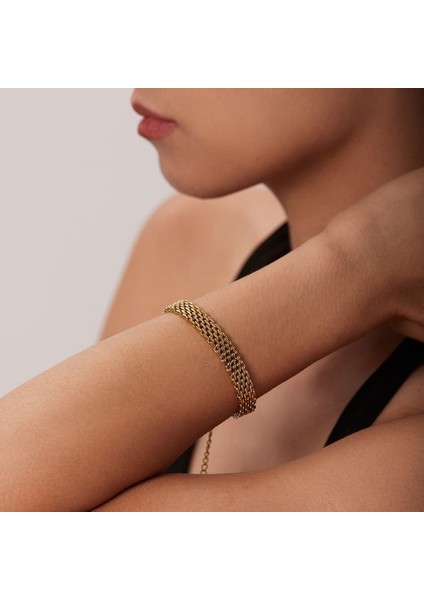 8 mm Gold Çelik Bayan Zincir Bileklik ET83SR indirimleri