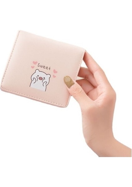 Yeni Kadın Kısa Bayan Cüzdan Kore Versiyonu Küçük Taze Bifold Öğrenci Çantası Basit Çok Kartlı Pozisyon Toka Bozuk Para Cüzdanı (Yurt Dışından)