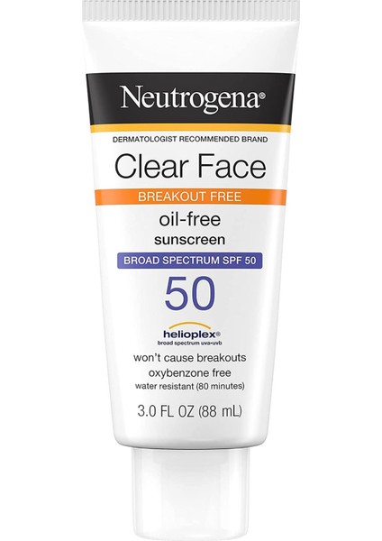 Clear Face SPF50 Yüz Için Yağsız Güneş Kremi 88ML