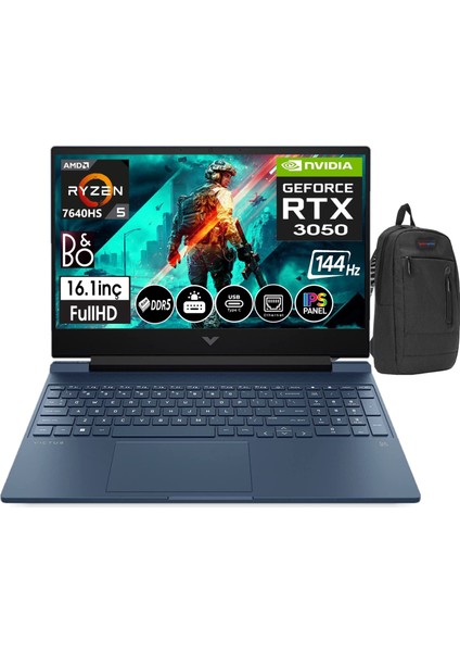 Hp Victus 16-S0032NT Amd Ryzen 5 7640HS 32GB Ddr5 Ram 1tb SSD 6gb RTX3050 16,1 Inç 144Hz IPS Fhd WINDOWS11HOME Taşınabilir Bilgisayar 77Z4N2EA14+ZETTAÇANTA