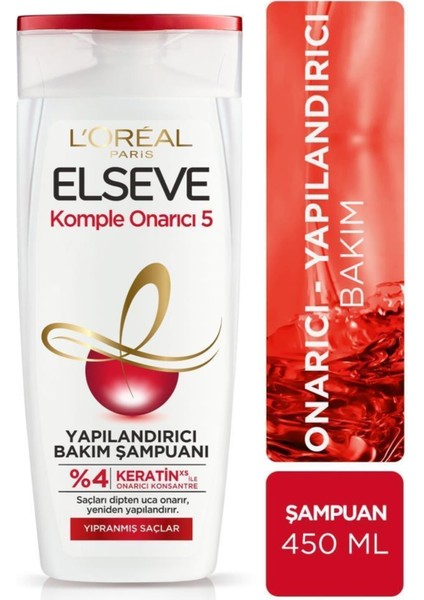 Elseve Komple Onarıcı 5 Yapılandırıcı Bakım Şampuan 450ML 3'lü Onarıcı Saç Bakım Seti fiyatları