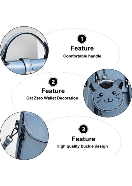 Şirin Gülen Kedi Çantası: Yeni Pu Omuz Askılı Küçük Çanta (Yurt Dışından)