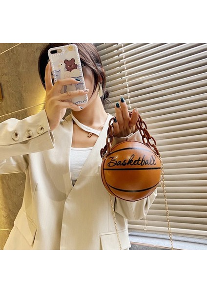 Kadın Basketbol Şekilli Mini Zincir Çanta Omuz Messenger Çanta (Yurt Dışından)
