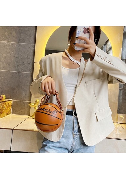 Kadın Basketbol Şekilli Mini Zincir Çanta Omuz Messenger Çanta (Yurt Dışından)