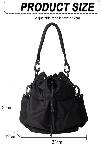 Women's Drawstring Bucket Bag - Casual Nylon Crossbody Purse (Yurt Dışından)