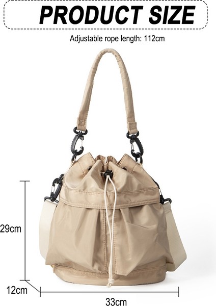 Women's Drawstring Bucket Bag - Casual Nylon Crossbody Purse (Yurt Dışından)